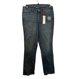 Style & Co Womens Tummy Control Straight Leg Jeans Size 10 Mid Rise Dark Wash